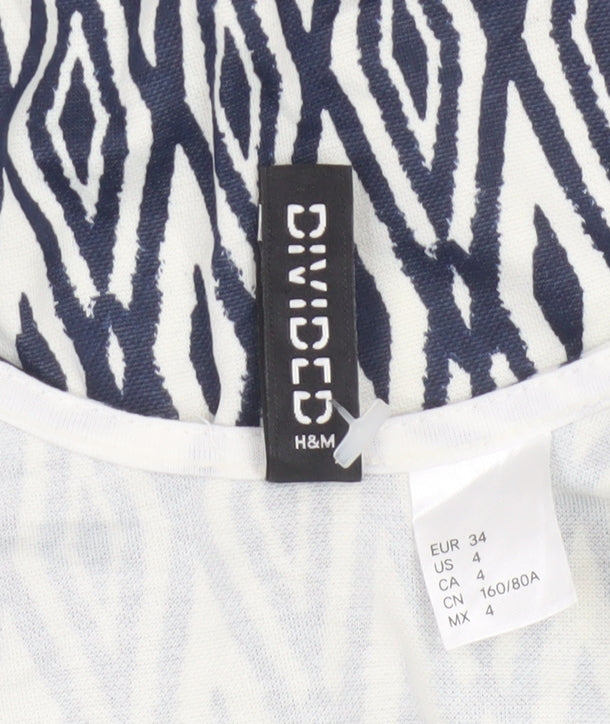 Divided H&M Women’s Blue Geometric Skater Dress UK 6 Sleeveless