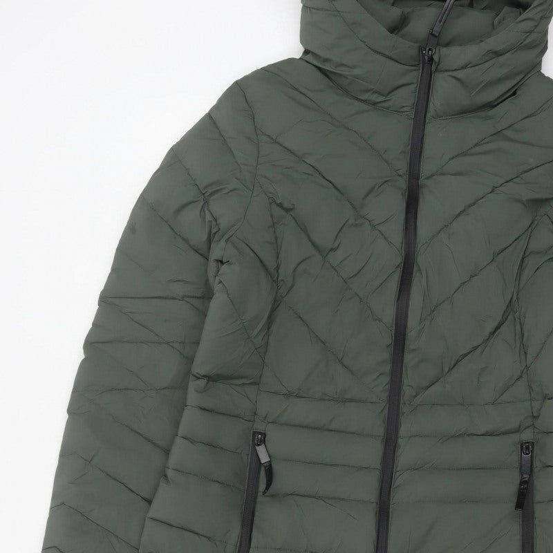 Marks & Spencer Goodmove Women Green UK 12 Long Hooded Puffer Coat