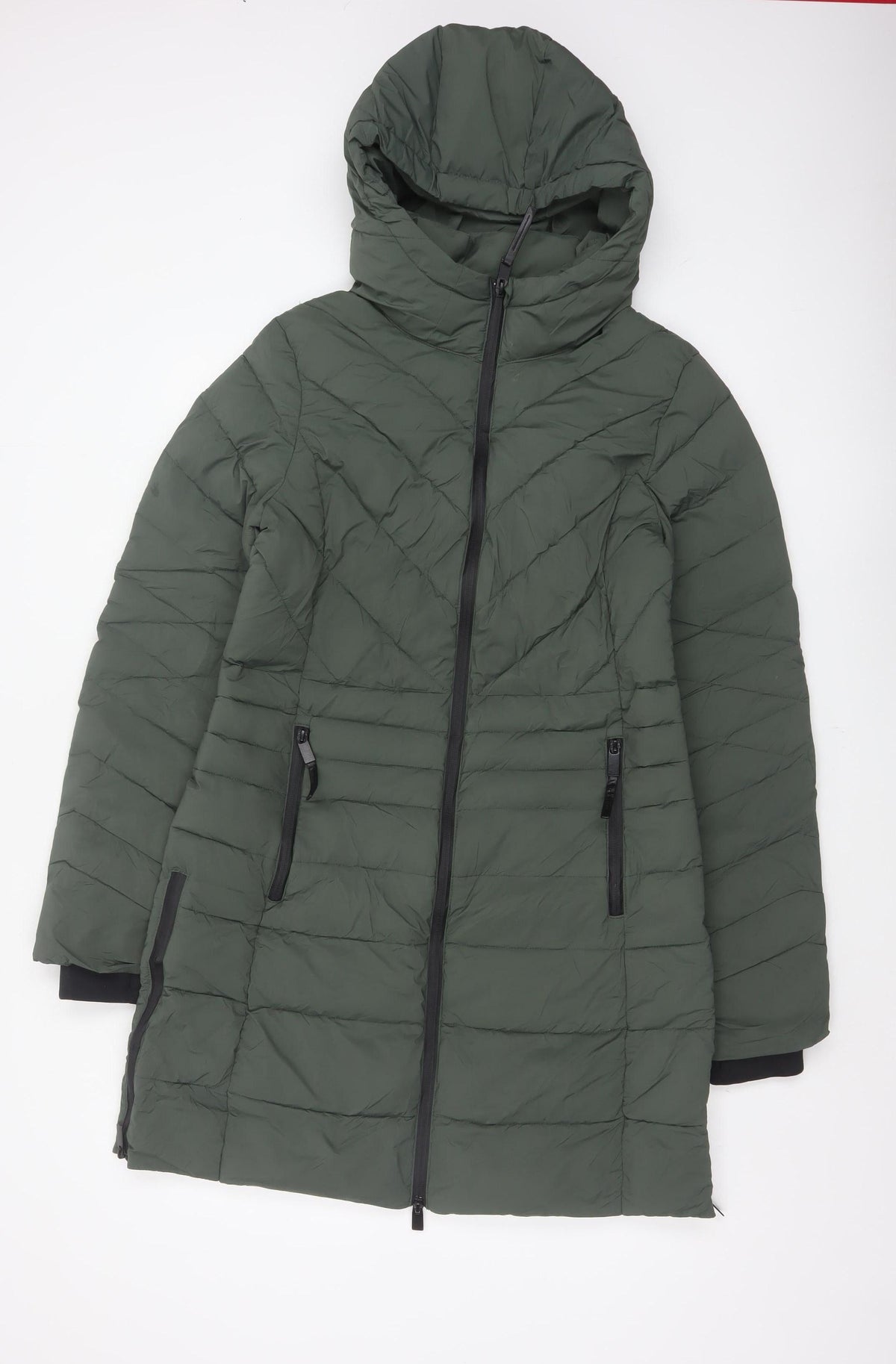 Marks & Spencer Goodmove Women Green UK 12 Long Hooded Puffer Coat