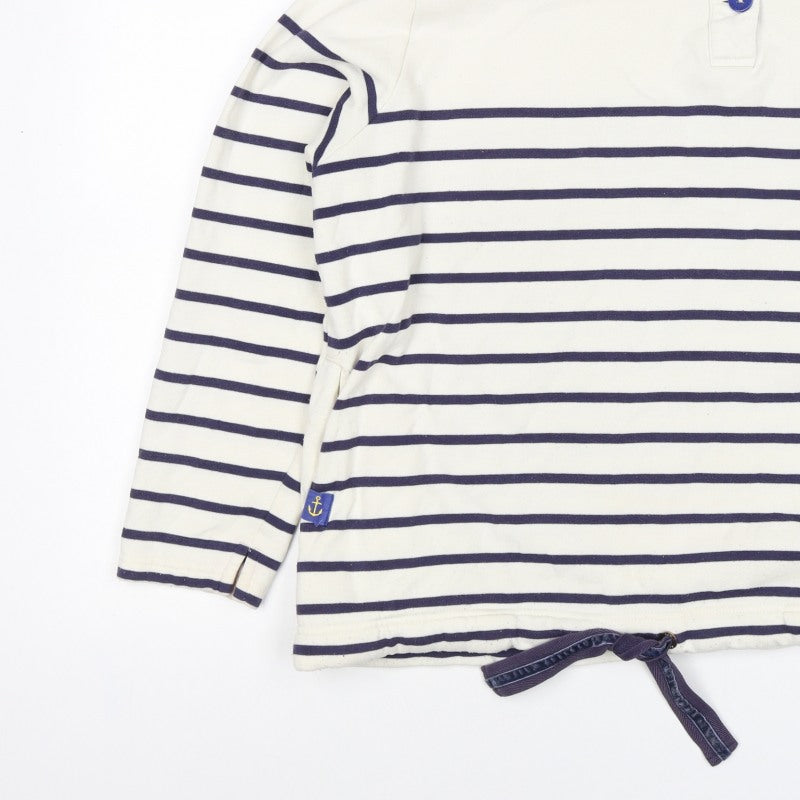 Joules Women’s Multicoloured Stripe Size 14 Nautical Button Sweatshirt