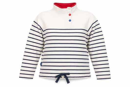 Joules Women’s Multicoloured Stripe Size 14 Nautical Button Sweatshirt