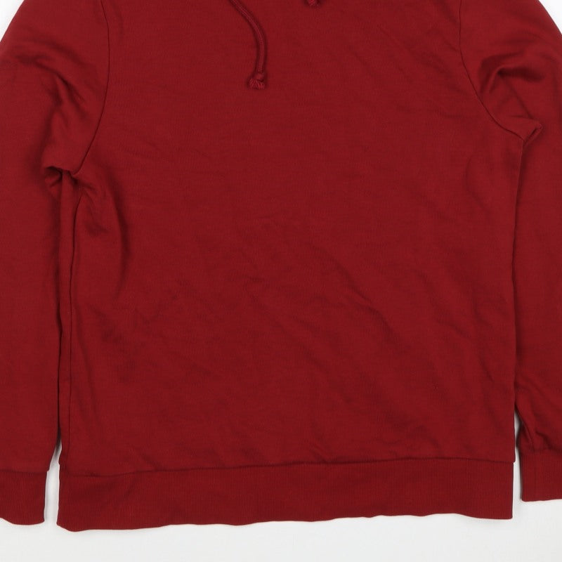 Marks Spencer Women Red UK 10 Cotton Pullover Drawstring Hoodie