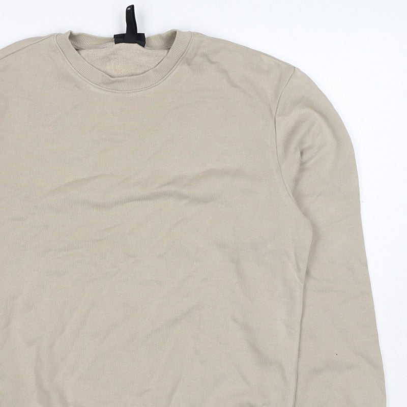 H&M Men’s Beige XS Relaxed Fit Fleece Crew Neck Pullover Sweatshirt