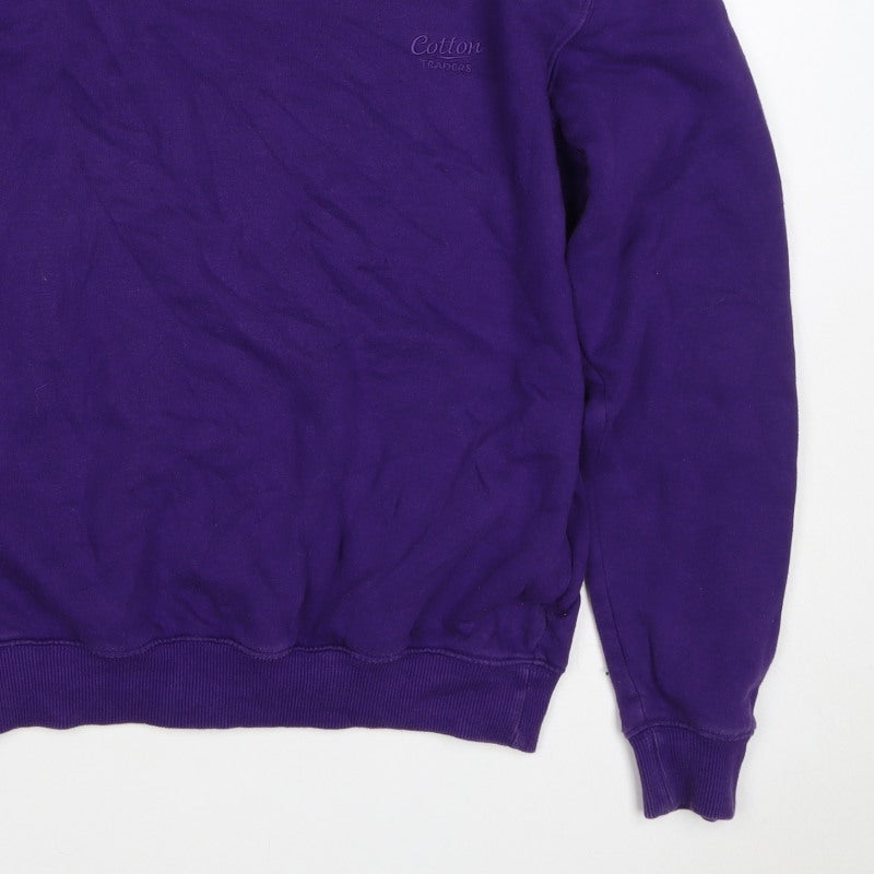 Cotton Traders Men's Purple S Crew Neck Logo Sweatshirt Cotton Blend