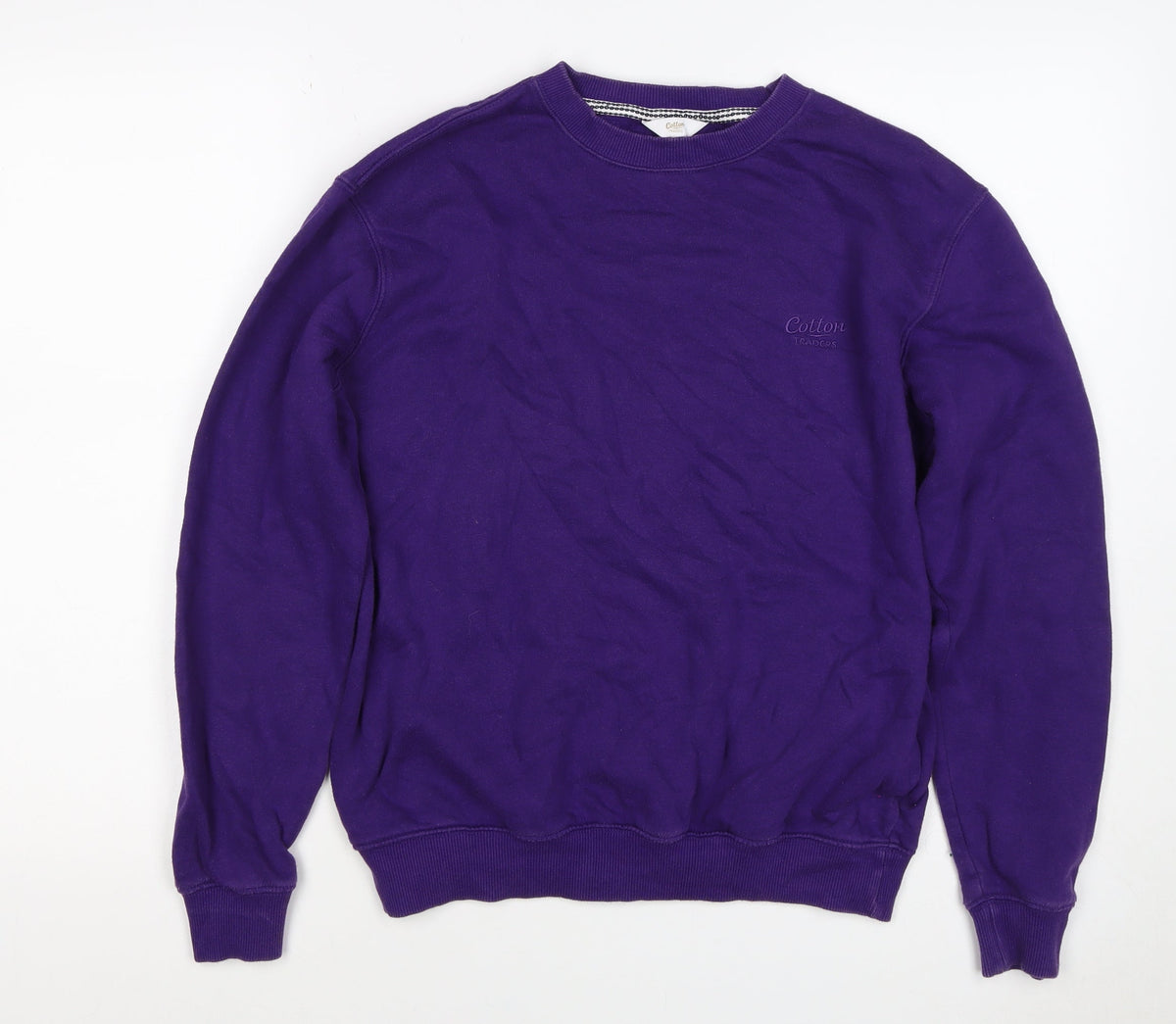 Cotton Traders Men's Purple S Crew Neck Logo Sweatshirt Cotton Blend
