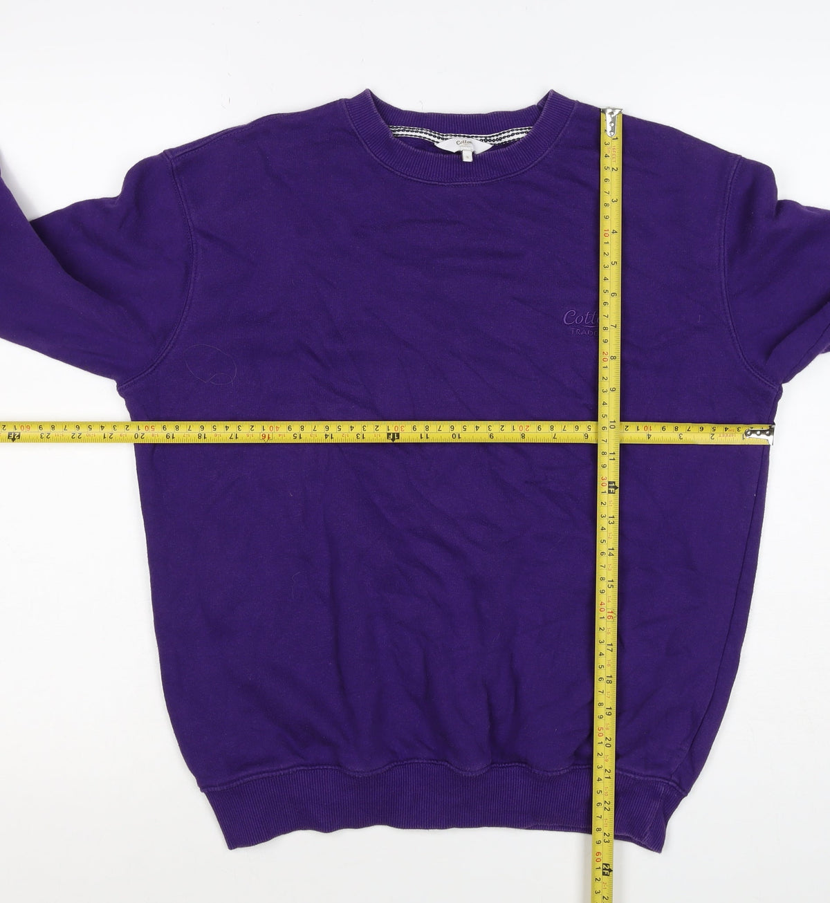 Cotton Traders Men's Purple S Crew Neck Logo Sweatshirt Cotton Blend