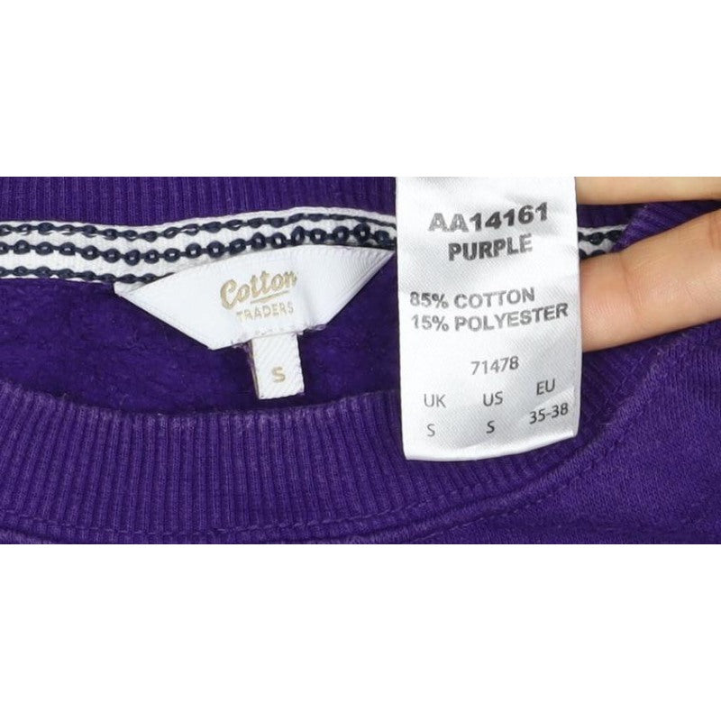 Cotton Traders Men's Purple S Crew Neck Logo Sweatshirt Cotton Blend