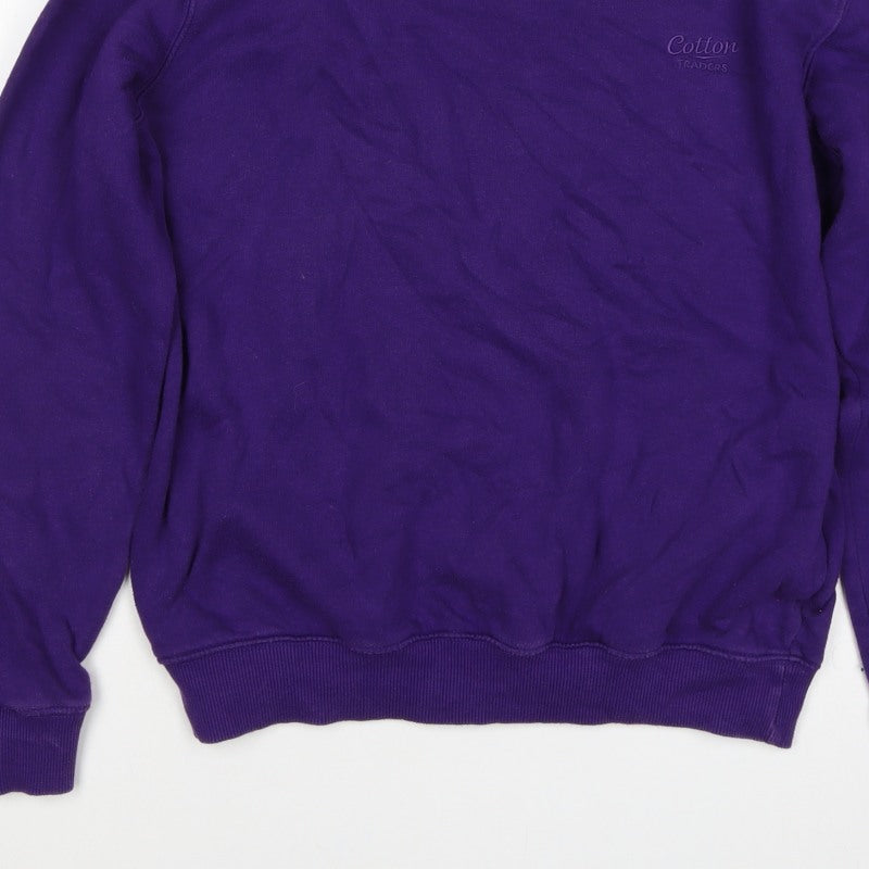 Cotton Traders Men's Purple S Crew Neck Logo Sweatshirt Cotton Blend