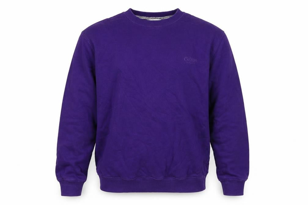 Cotton Traders Men's Purple S Crew Neck Logo Sweatshirt Cotton Blend