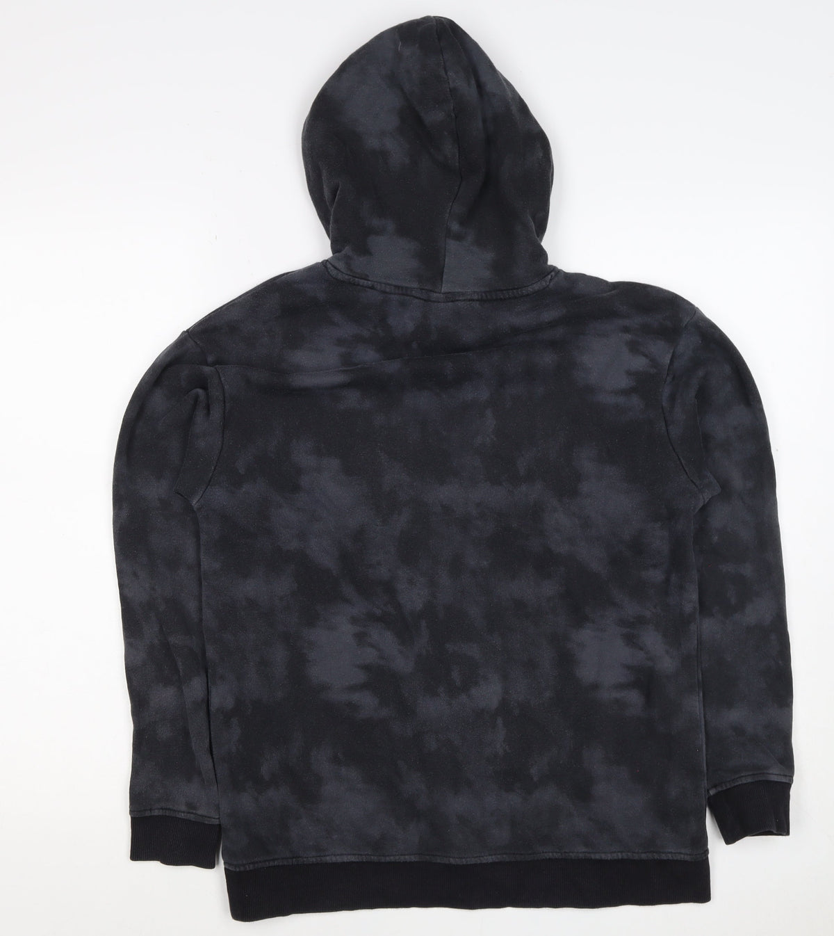 H&M Boys Black Tie Dye Pullover Hoodie 12-13 Years Kangaroo Pocket