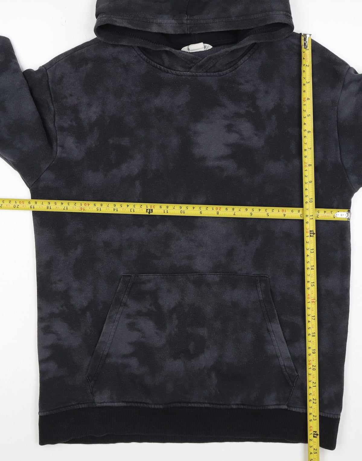 H&M Boys Black Tie Dye Pullover Hoodie 12-13 Years Kangaroo Pocket
