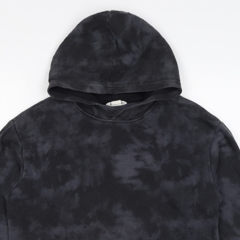 H&M Boys Black Tie Dye Pullover Hoodie 12-13 Years Kangaroo Pocket