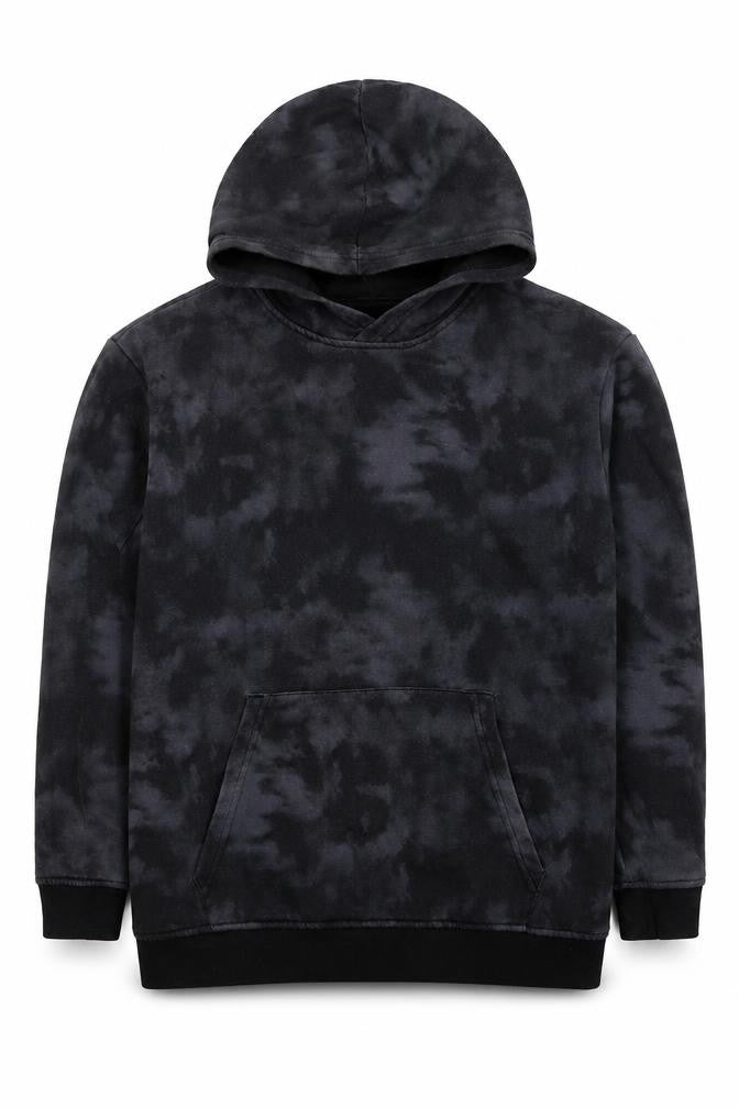 H&M Boys Black Tie Dye Pullover Hoodie 12-13 Years Kangaroo Pocket