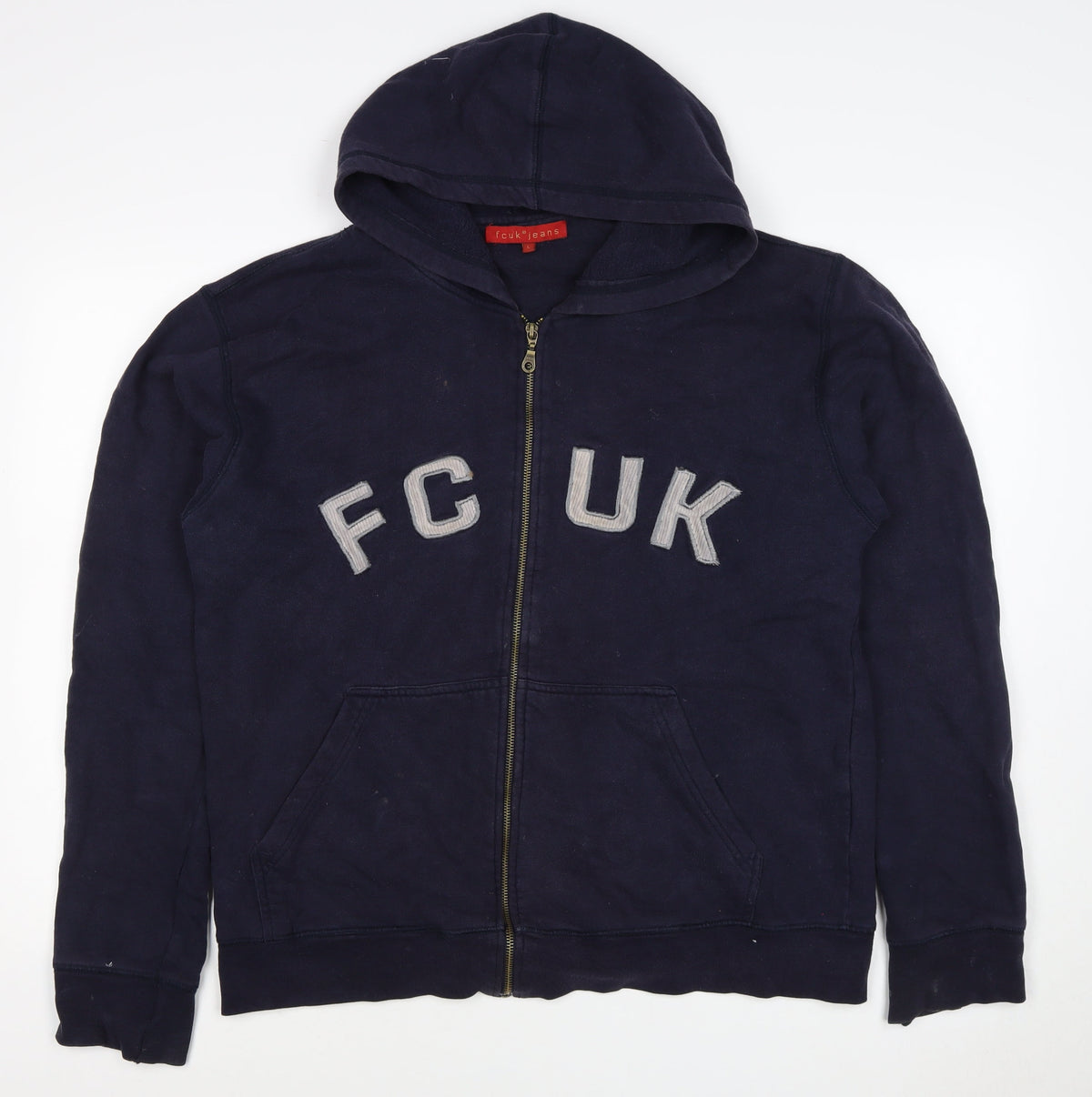 FCUK Jeans Men's Navy L Full Zip Hoodie Logo Cotton