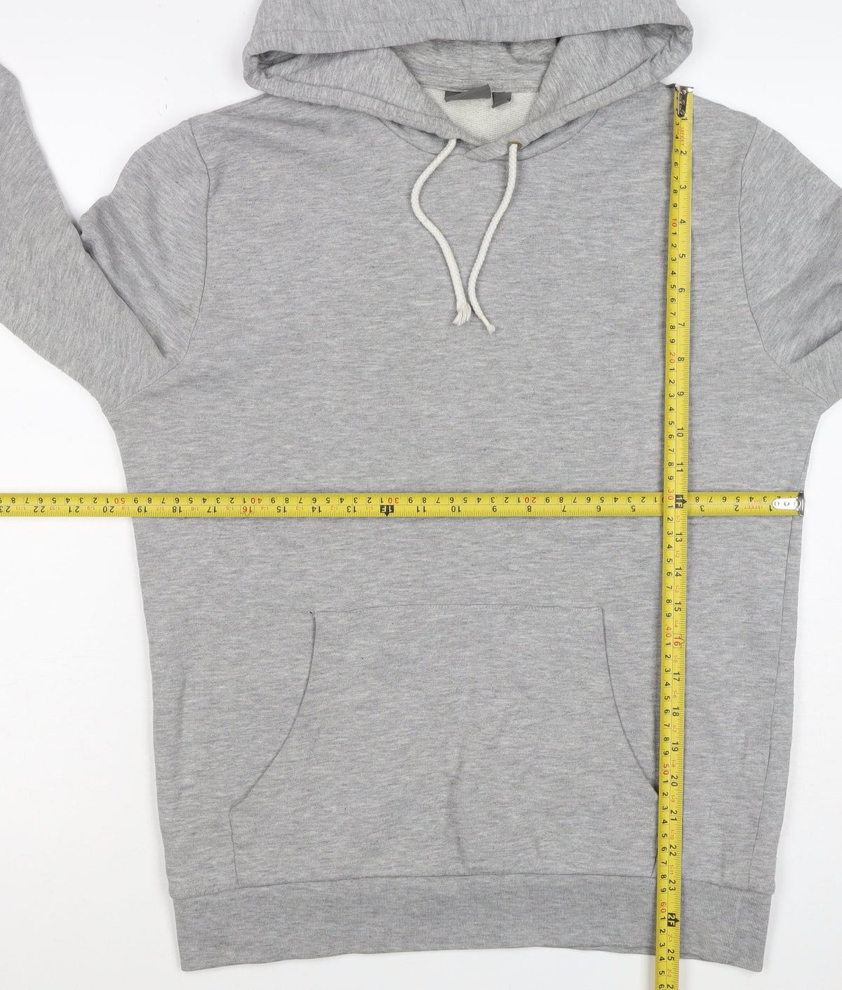 ASOS Men’s Grey S Pullover Hoodie Drawstring Pocket Cotton Blend