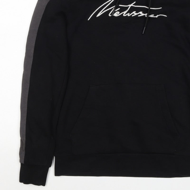 Metissier Paris Men’s Black Grey XS Pullover Hoodie Logo Pocket