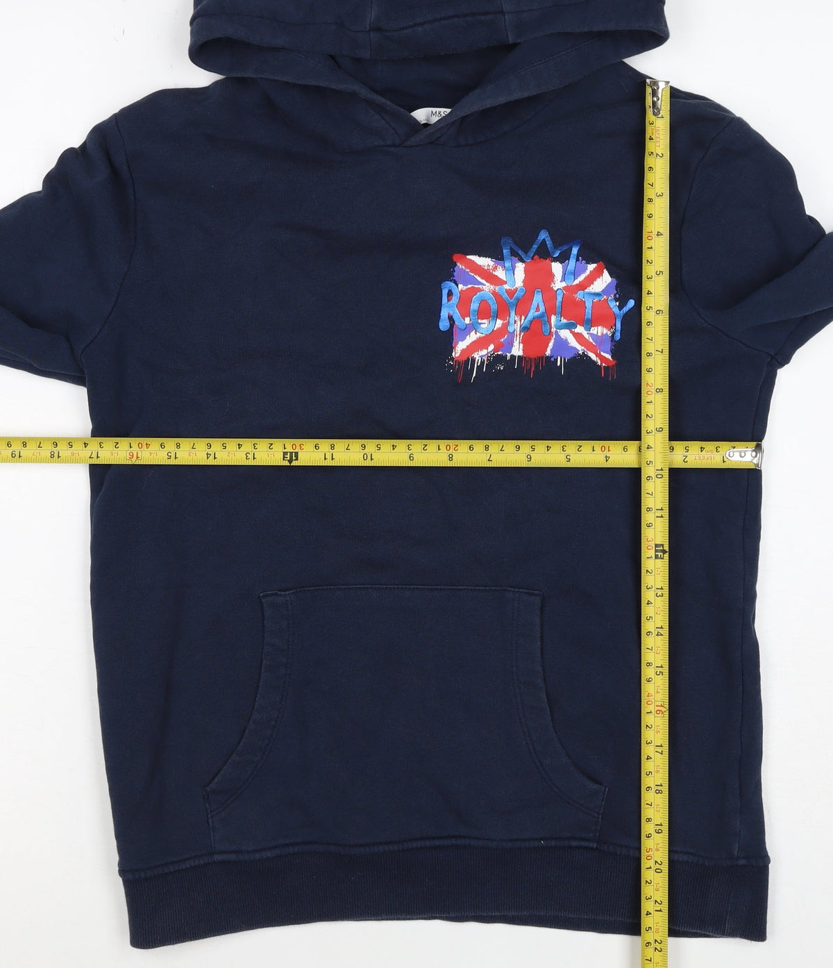 M&S Boys Navy 12-13 Years Pullover Hoodie Royalty Graphic Cotton