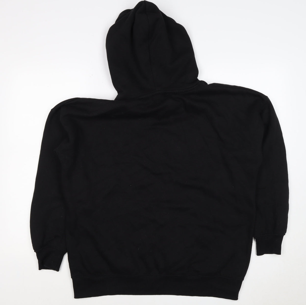 New Look Men’s Black L Pullover Hoodie Drawstring Pockets Cotton Blend