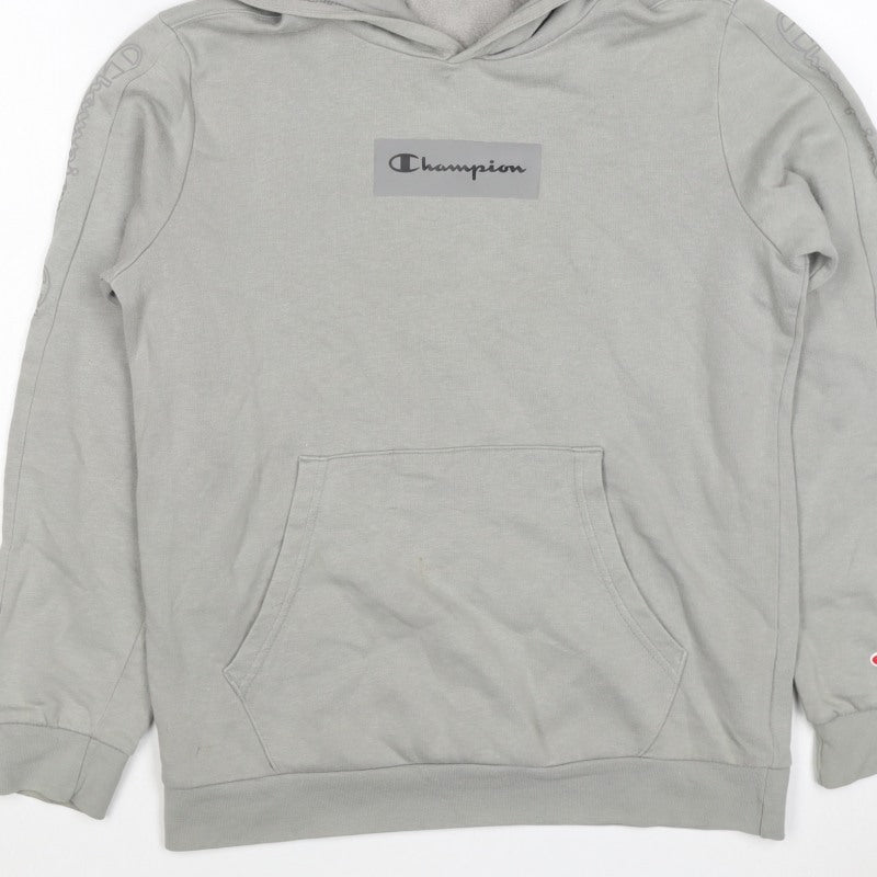 Champion Boys Grey Logo Pullover Hoodie 13-14 Years Fleece