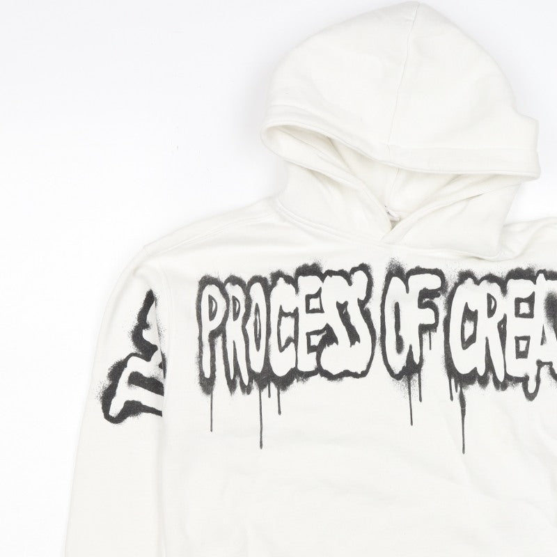 ART Boys White 11-12 Years Pullover Hoodie Graphic Print Skateboard