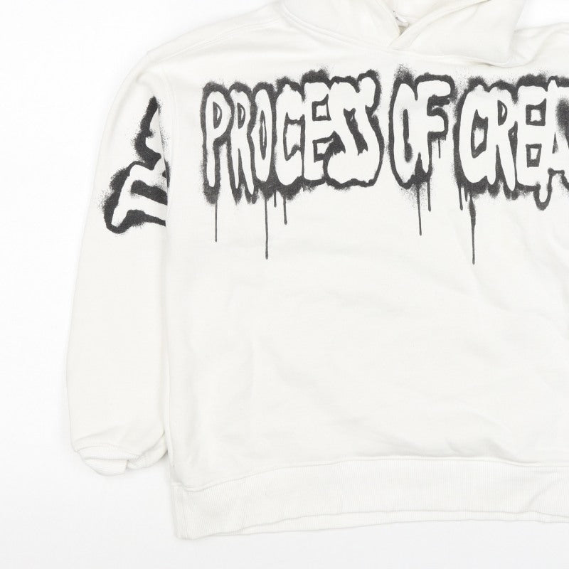 ART Boys White 11-12 Years Pullover Hoodie Graphic Print Skateboard
