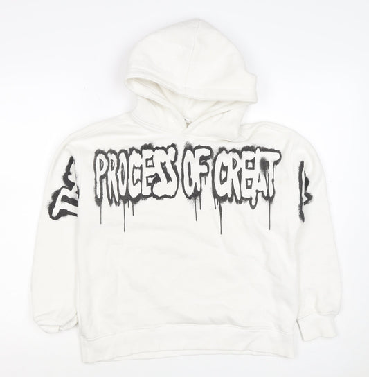 ART Boys White 11-12 Years Pullover Hoodie Graphic Print Skateboard