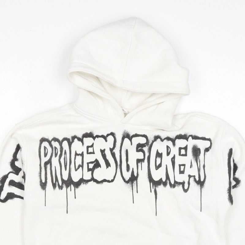 ART Boys White 11-12 Years Pullover Hoodie Graphic Print Skateboard