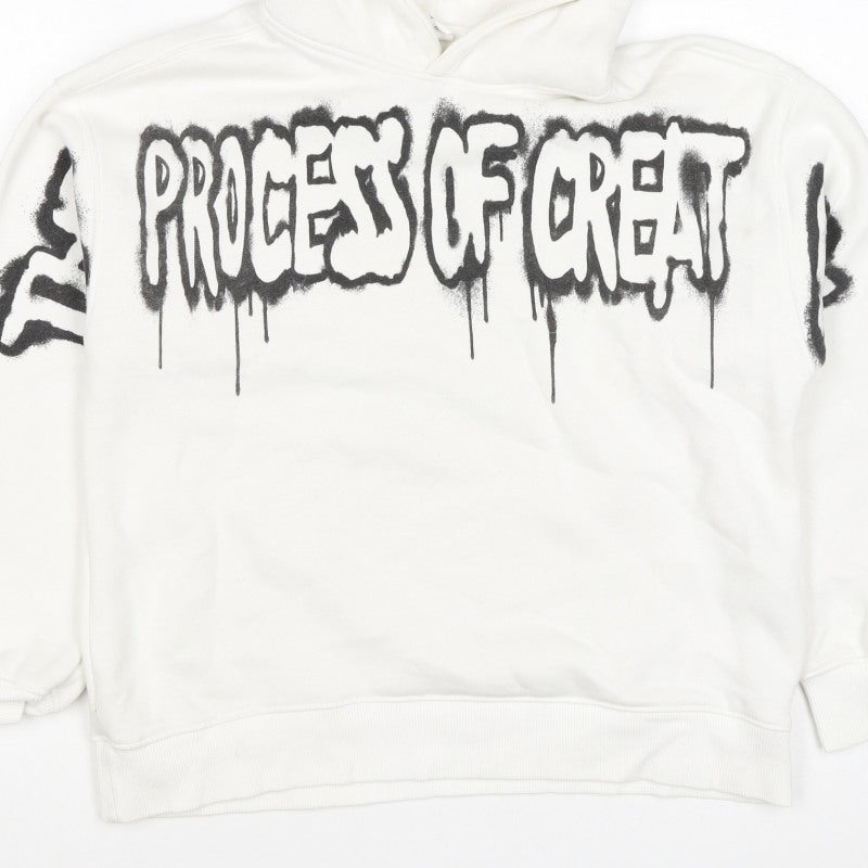 ART Boys White 11-12 Years Pullover Hoodie Graphic Print Skateboard