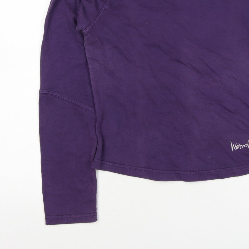 Weird Fish Women Purple M Henley Sweatshirt Cotton Raglan Logo
