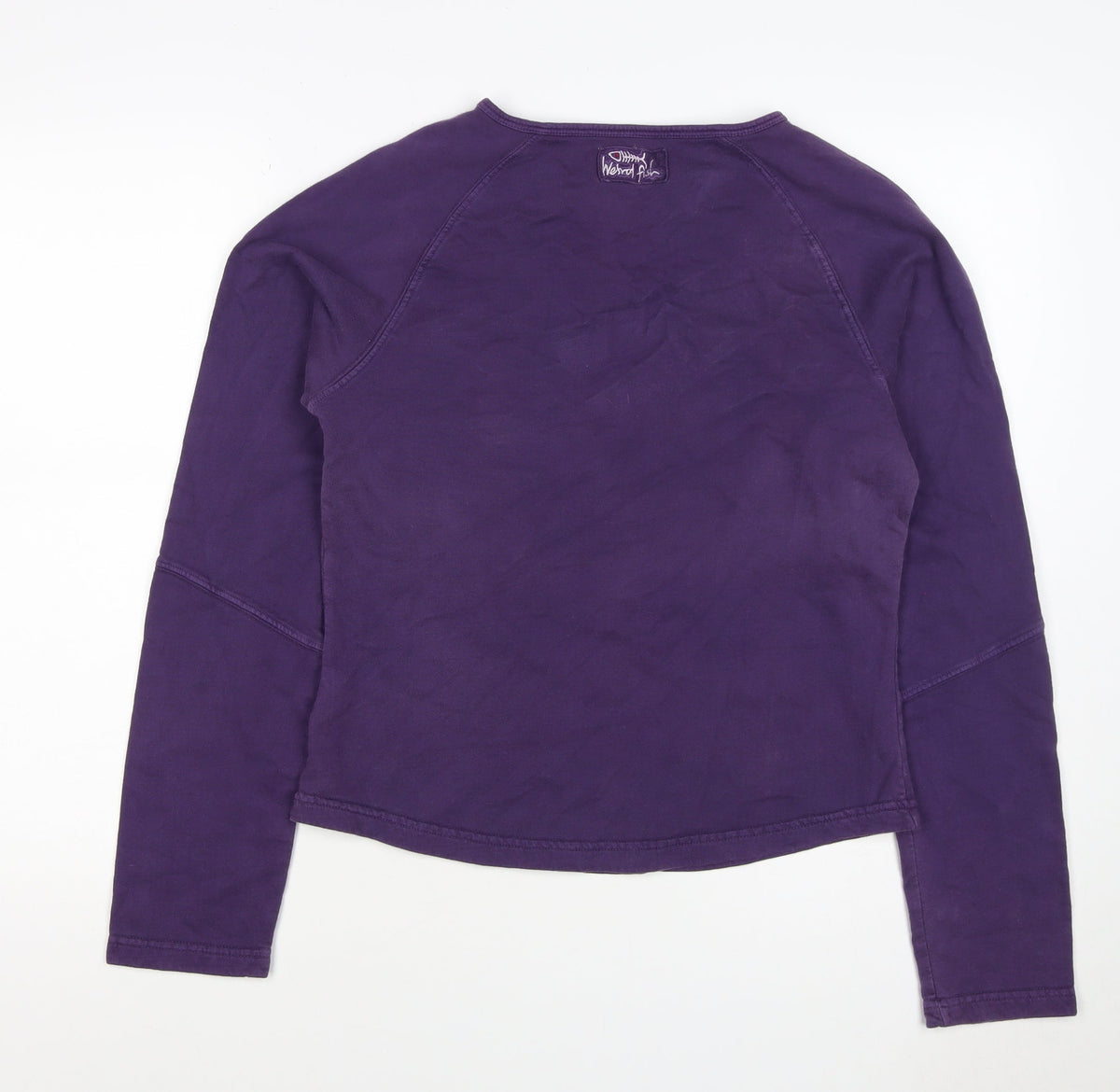 Weird Fish Women Purple M Henley Sweatshirt Cotton Raglan Logo