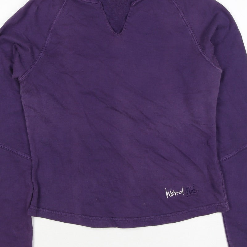 Weird Fish Women Purple M Henley Sweatshirt Cotton Raglan Logo