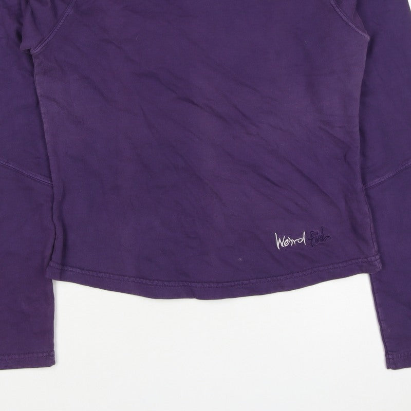 Weird Fish Women Purple M Henley Sweatshirt Cotton Raglan Logo