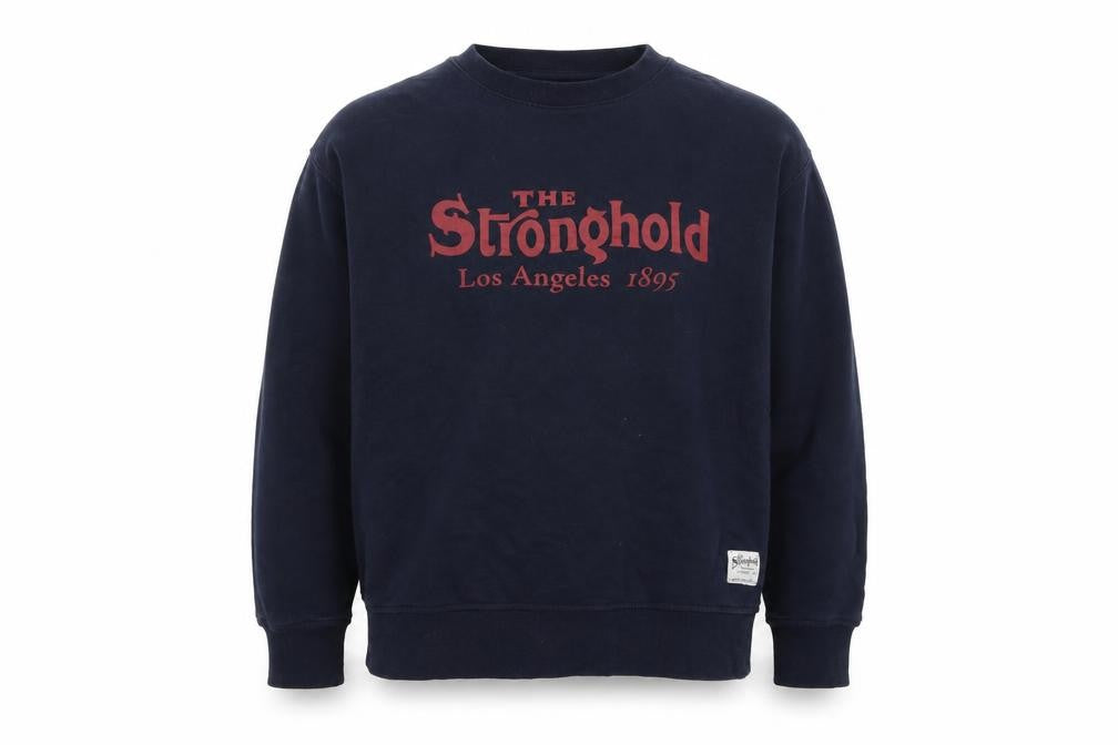 Front view of Stronghold Men's Navy M Graphic Print Los Angeles Pullover Sweatshirt