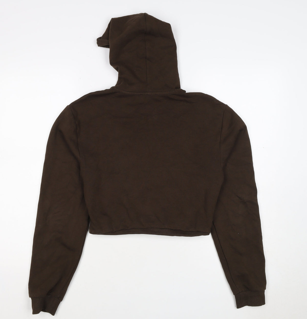 Zara Women’s Brown S Full Zip Hooded Cropped Hoodie Sweatshirt