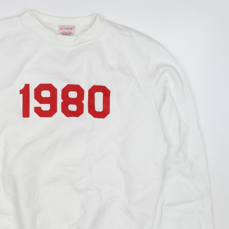 Rock On Ruby Unisex Adults White S Pullover 1980 Jude Sweatshirt