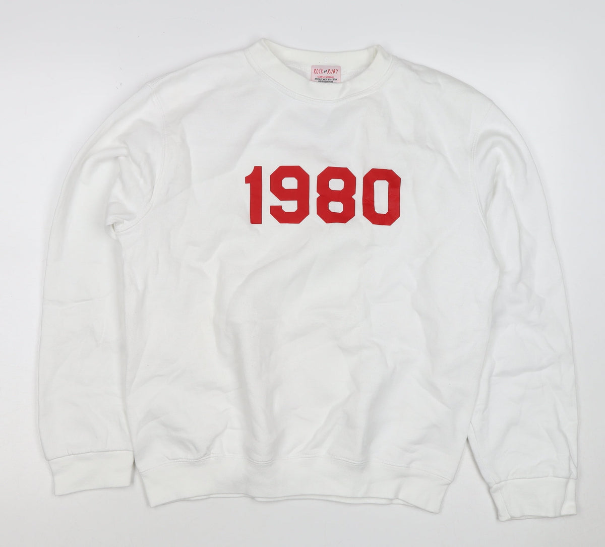 Rock On Ruby Unisex Adults White S Pullover 1980 Jude Sweatshirt