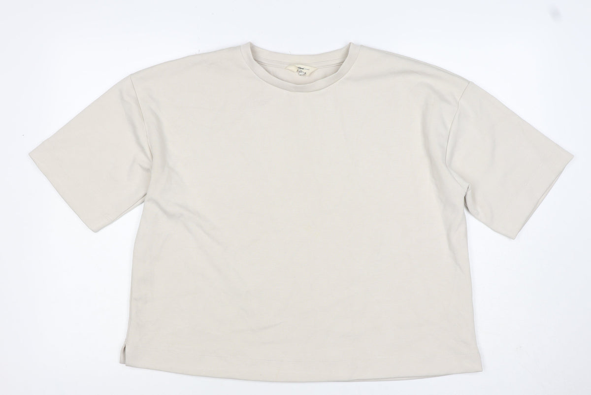 River Island Women Ivory M Relaxed Stretch Jersey Basic T-Shirt