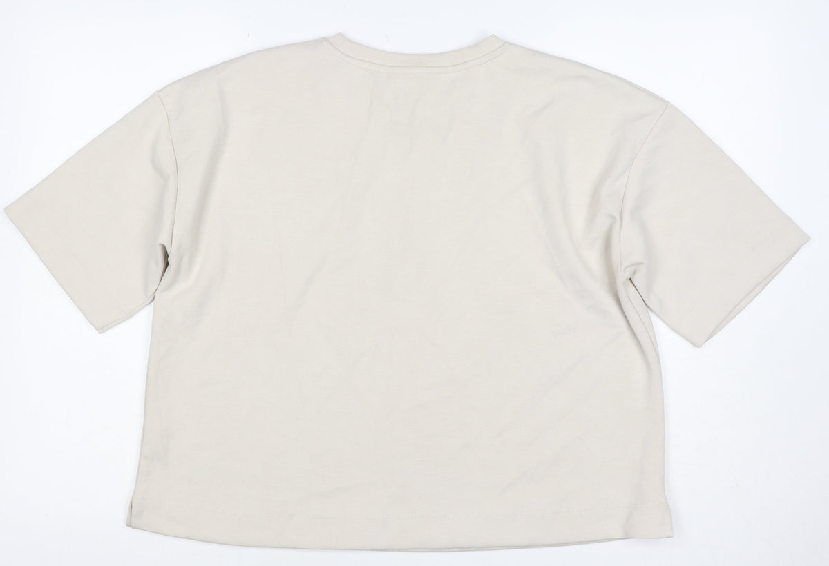 River Island Women Ivory M Relaxed Stretch Jersey Basic T-Shirt