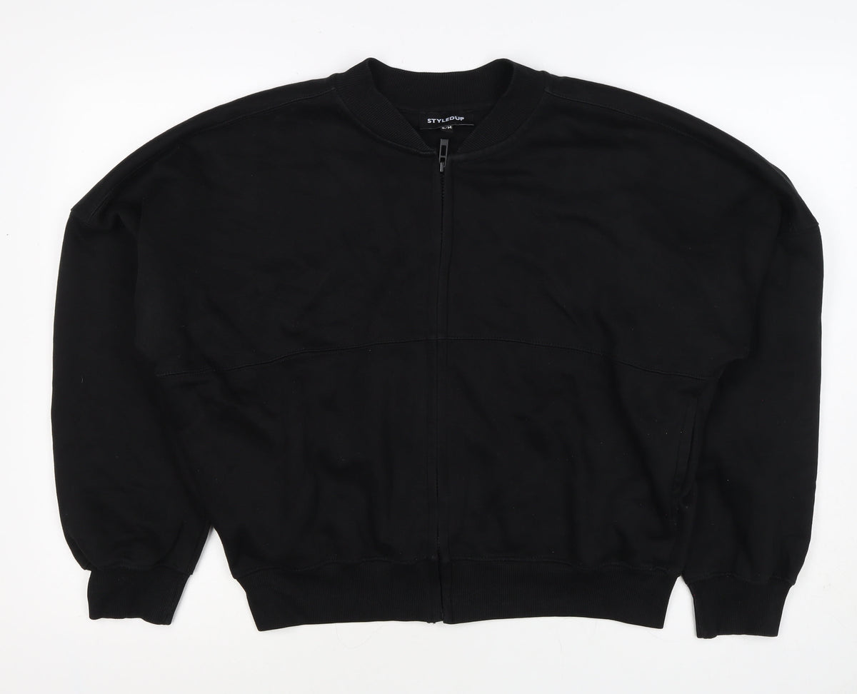 StyledUp Women’s Black S/M Full Zip Pocket Sweatshirt Jacket