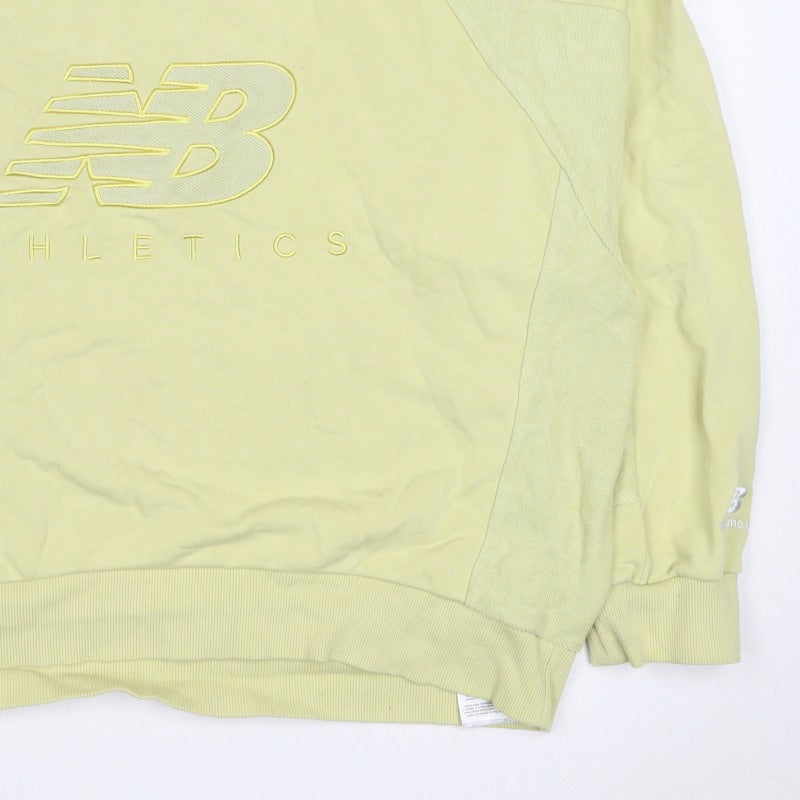 New Balance Women's Yellow XL Logo Pullover Crew Neck Sweatshirt