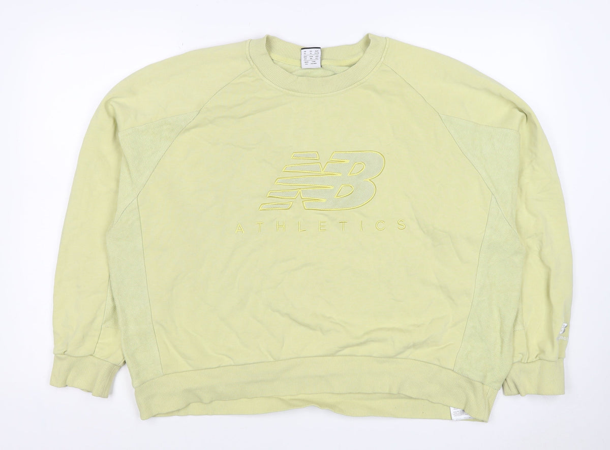 New Balance Women's Yellow XL Logo Pullover Crew Neck Sweatshirt