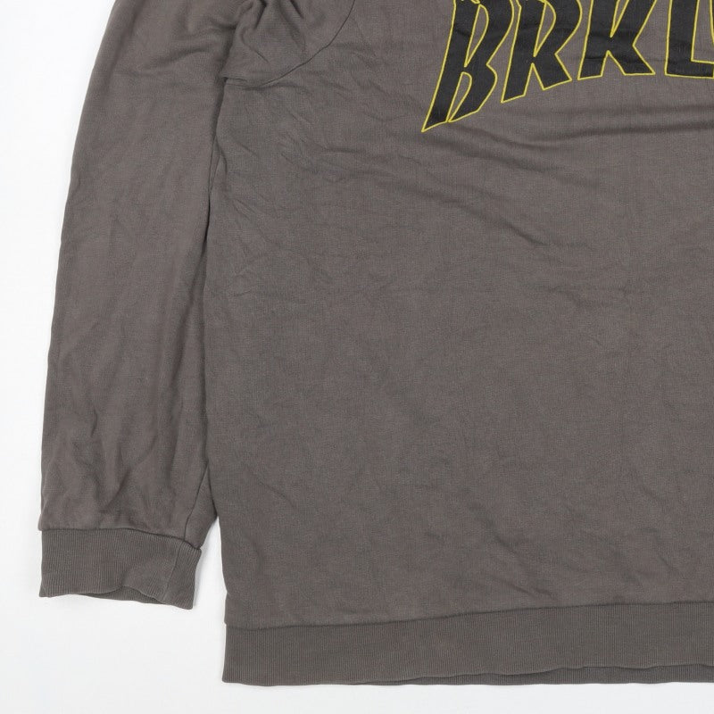 New Look Men Brown 7XL Brooklyn Graphic Print Crew Neck Pullover Jumper