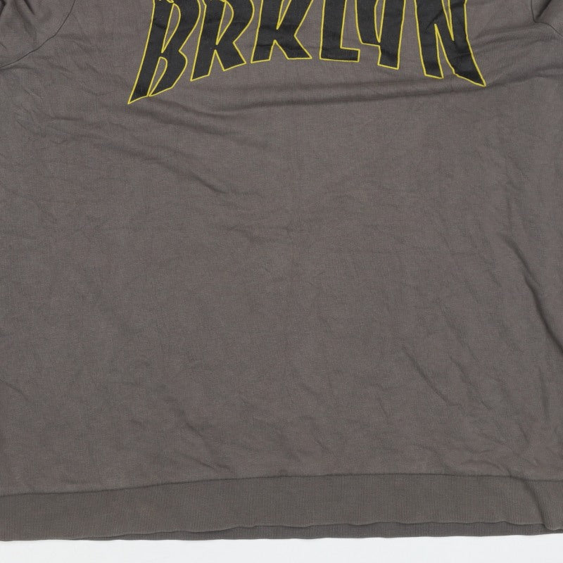 New Look Men Brown 7XL Brooklyn Graphic Print Crew Neck Pullover Jumper