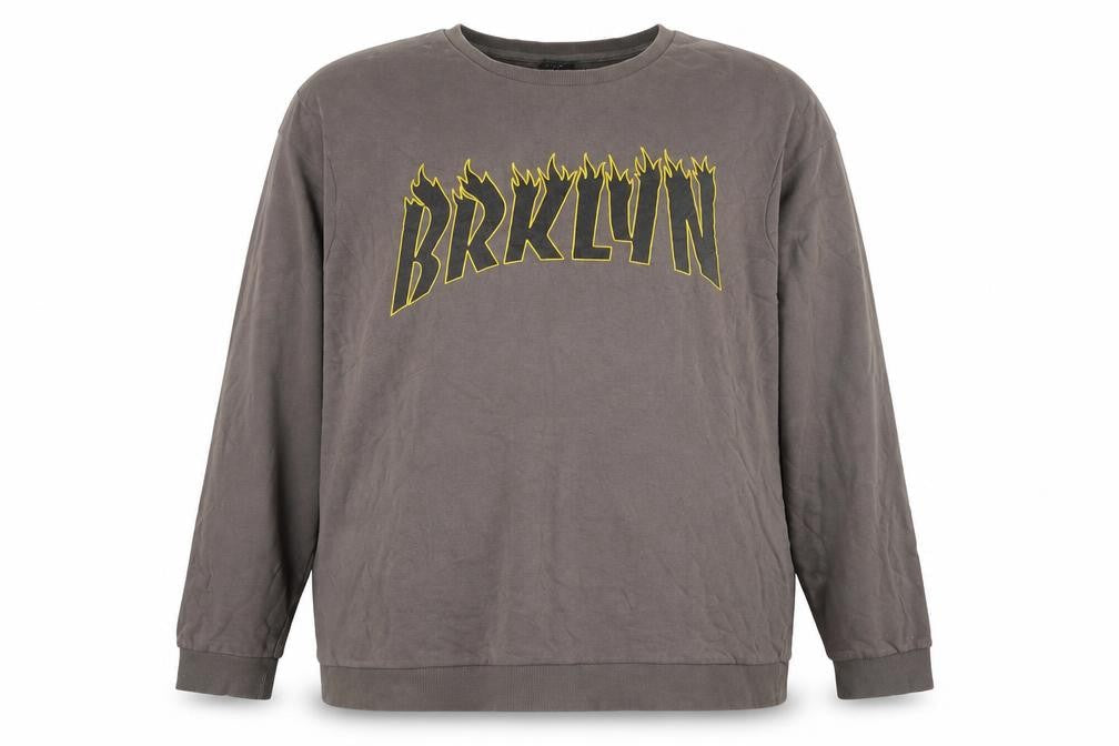 New Look Men Brown 7XL Brooklyn Graphic Print Crew Neck Pullover Jumper