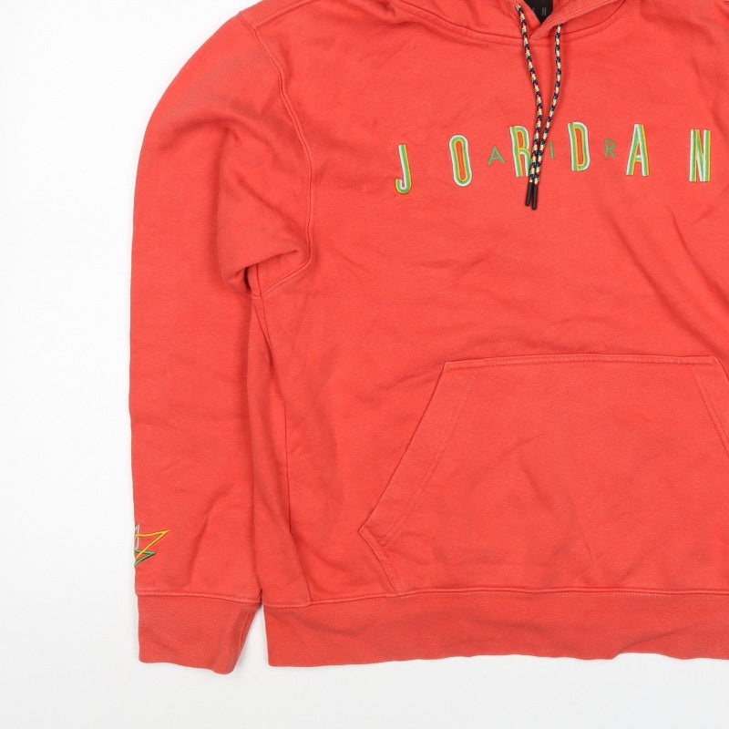 Jordan Boys Red M Pullover Hoodie Logo Fleece Kangaroo Pocket
