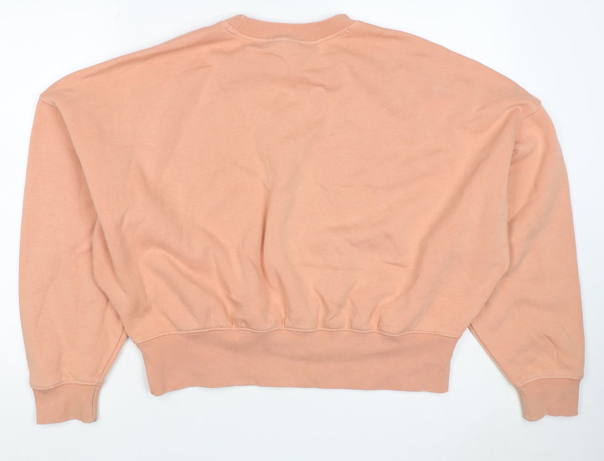 Adidas Women Pink UK 10 Pullover Crew Neck Logo Sweatshirt