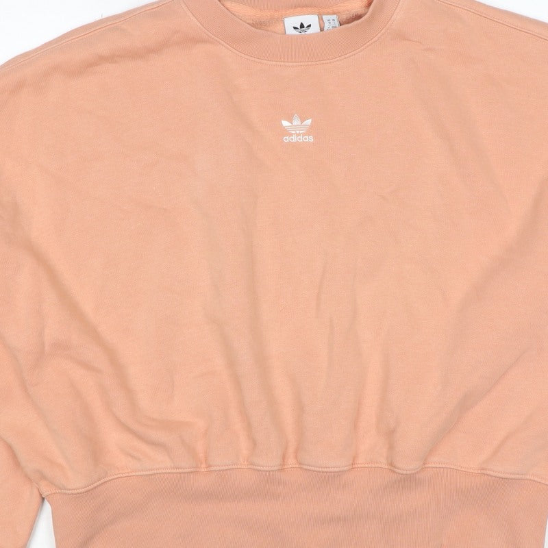 Adidas Women Pink UK 10 Pullover Crew Neck Logo Sweatshirt