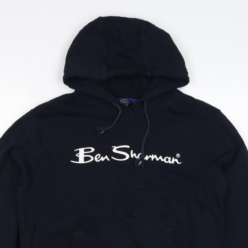 Ben Sherman Men’s Blue M Pullover Hoodie Logo Cotton Drawstring
