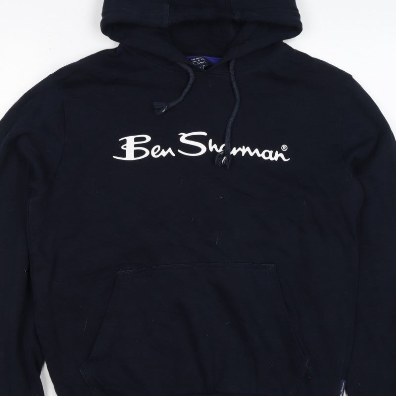 Ben Sherman Men’s Blue M Pullover Hoodie Logo Cotton Drawstring