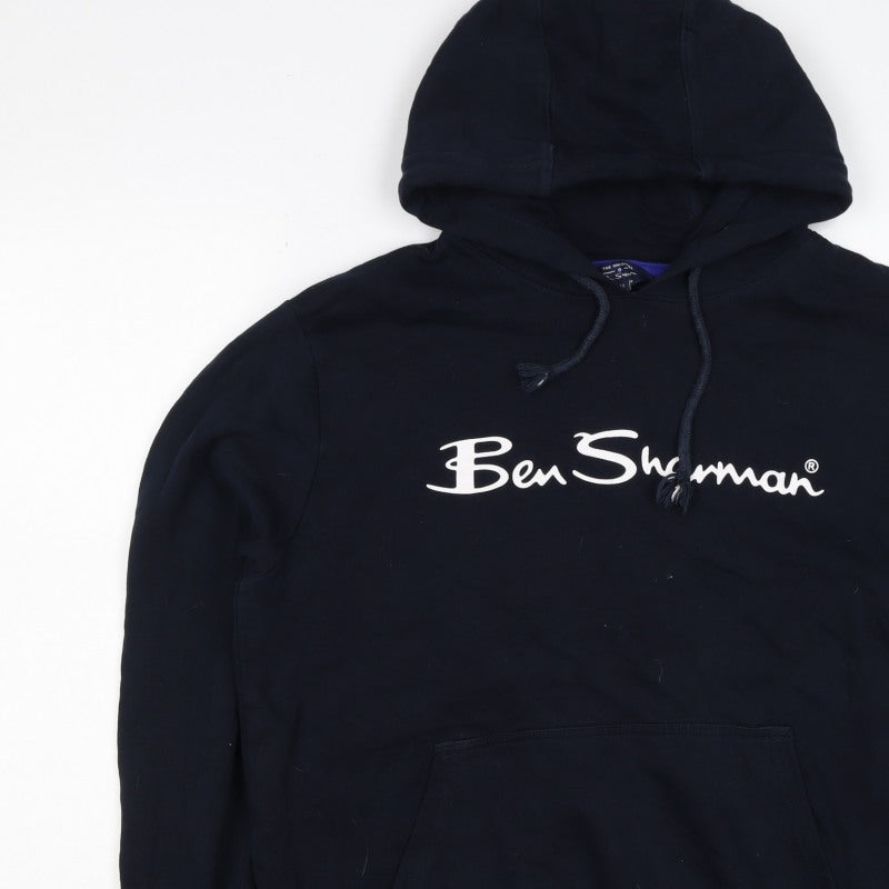 Ben Sherman Men’s Blue M Pullover Hoodie Logo Cotton Drawstring